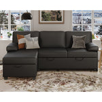 80" L-Shaped Sleeper Sectional Sofa with Pull-Out Bed and Storage Chaise, for Living Room Office