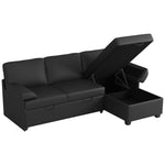 80" L-Shaped Sleeper Sectional Sofa with Pull-Out Bed and Storage Chaise, for Living Room Office