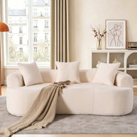 79" Curved Small Loveseat Sofa,Cozy Chenille Upholstered Couch with 3 Pillows,Modern Deep Seat Cloud Couch Memory Foam Compression Sofa,for Living Room Apartment Office,No Assembly Needed