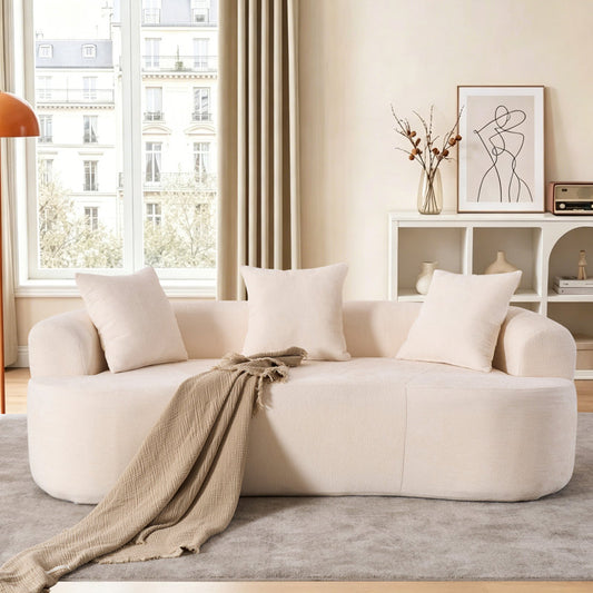79" Curved Small Loveseat Sofa,Cozy Chenille Upholstered Couch with 3 Pillows,Modern Deep Seat Cloud Couch Memory Foam Compression Sofa,for Living Room Apartment Office,No Assembly Needed