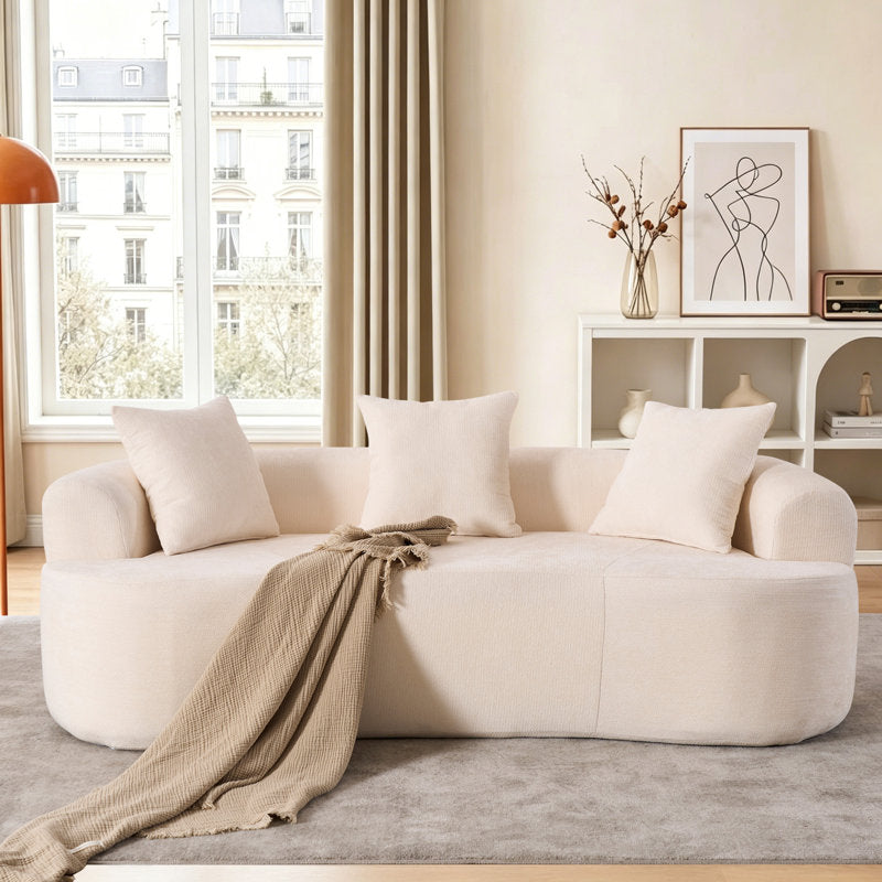 79" Curved Small Loveseat Sofa,Cozy Chenille Upholstered Couch with 3 Pillows,Modern Deep Seat Cloud Couch Memory Foam Compression Sofa,for Living Room Apartment Office,No Assembly Needed