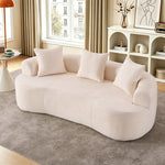 79" Curved Small Loveseat Sofa,Cozy Chenille Upholstered Couch with 3 Pillows,Modern Deep Seat Cloud Couch Memory Foam Compression Sofa,for Living Room Apartment Office,No Assembly Needed