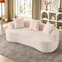 79" Curved Small Loveseat Sofa,Cozy Chenille Upholstered Couch with 3 Pillows,Modern Deep Seat Cloud Couch Memory Foam Compression Sofa,for Living Room Apartment Office,No Assembly Needed