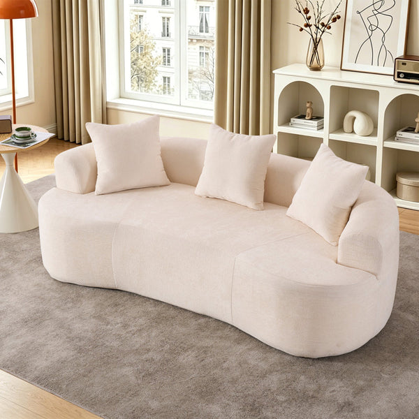 79" Curved Small Loveseat Sofa,Cozy Chenille Upholstered Couch with 3 Pillows,Modern Deep Seat Cloud Couch Memory Foam Compression Sofa,for Living Room Apartment Office,No Assembly Needed