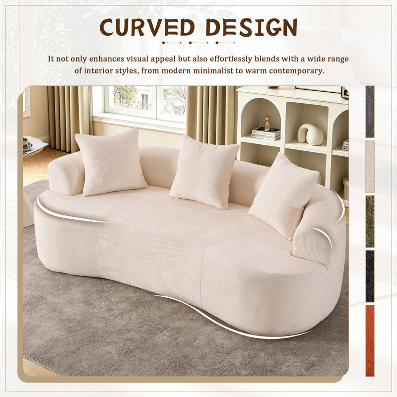 79" Curved Small Loveseat Sofa,Cozy Chenille Upholstered Couch with 3 Pillows,Modern Deep Seat Cloud Couch Memory Foam Compression Sofa,for Living Room Apartment Office,No Assembly Needed