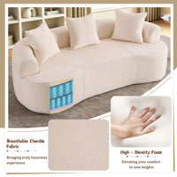 79" Curved Small Loveseat Sofa,Cozy Chenille Upholstered Couch with 3 Pillows,Modern Deep Seat Cloud Couch Memory Foam Compression Sofa,for Living Room Apartment Office,No Assembly Needed