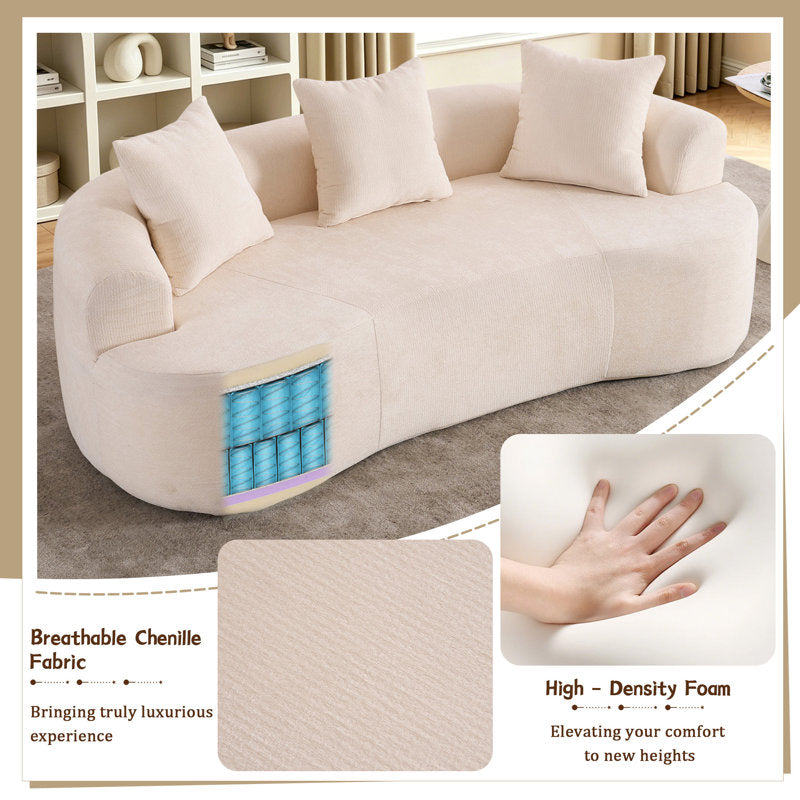 79" Curved Small Loveseat Sofa,Cozy Chenille Upholstered Couch with 3 Pillows,Modern Deep Seat Cloud Couch Memory Foam Compression Sofa,for Living Room Apartment Office,No Assembly Needed