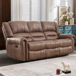83.5" Wide Classic and Oversized Top Faux Leather Manual Reclining Sofa with Nailhead Trim