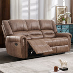 83.5" Wide Classic and Oversized Top Faux Leather Manual Reclining Sofa with Nailhead Trim