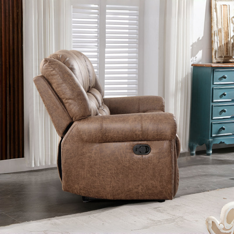 83.5" Wide Classic and Oversized Top Faux Leather Manual Reclining Sofa with Nailhead Trim