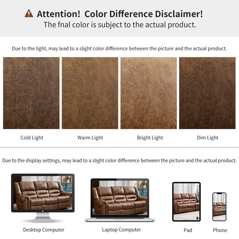 83.5" Wide Classic and Oversized Top Faux Leather Manual Reclining Sofa with Nailhead Trim