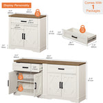 Glenford 63"W Large Modern Farmhouse Office Storage Cabinet With Barn Doors & Drawers