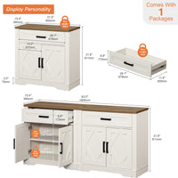 Glenford 63"W Large Modern Farmhouse Office Storage Cabinet With Barn Doors & Drawers