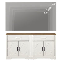 Glenford 63"W Large Modern Farmhouse Office Storage Cabinet With Barn Doors & Drawers