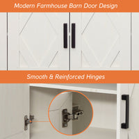 Glenford 63"W Large Modern Farmhouse Office Storage Cabinet With Barn Doors & Drawers