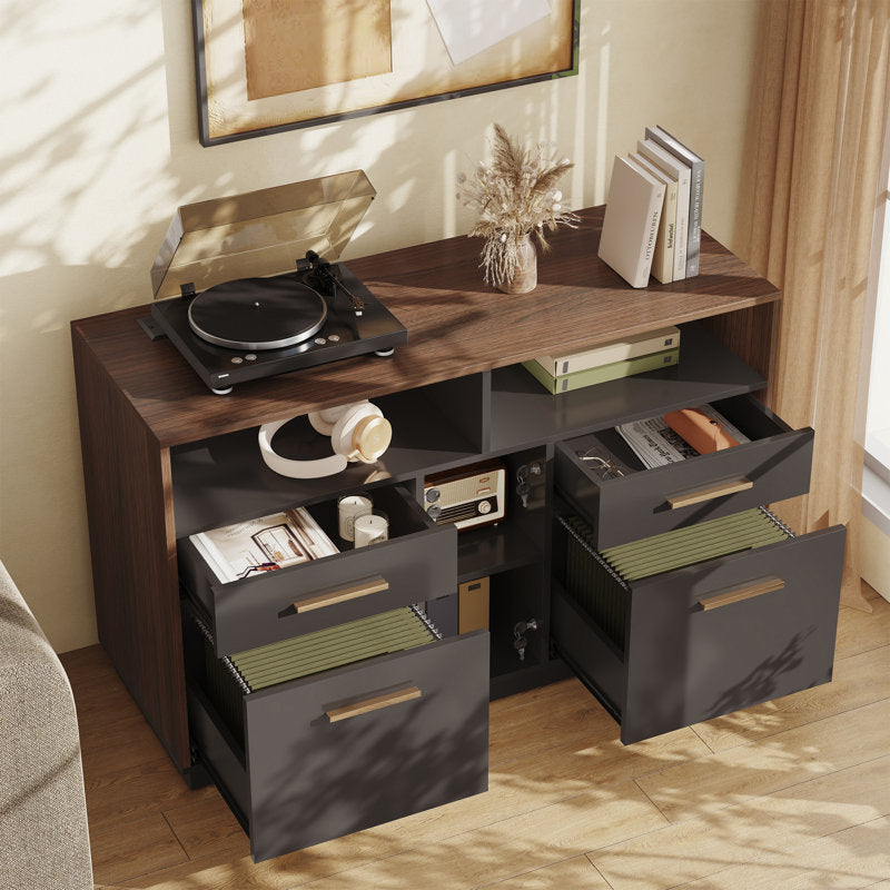 Adonia 41.3"W 4 Drawer Lateral File Storage Cabinet, With Lock, Power Strip, Storage