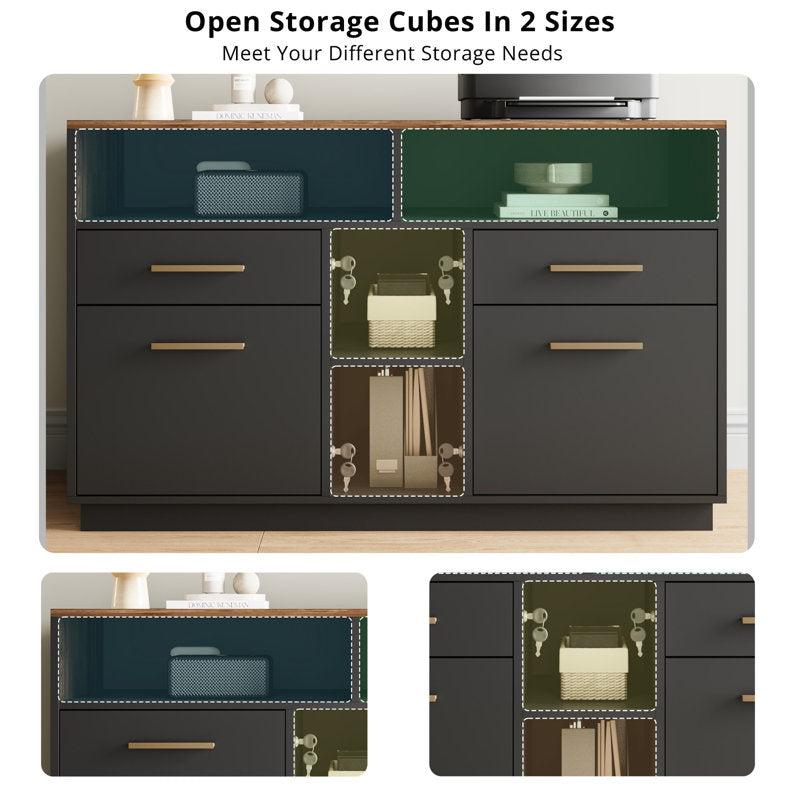Adonia 41.3"W 4 Drawer Lateral File Storage Cabinet, With Lock, Power Strip, Storage