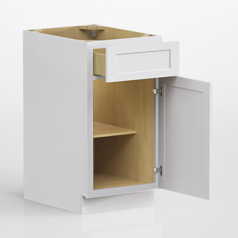 Modern Single Door Kitchen Base Cabinet With Top Drawer (Available In 12", 15", & 18"