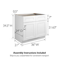 Brookings Unassembled Shaker Base Kitchen Cabinet, White