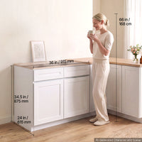 Shaker Base Cabinet 36" W x 24" D x 34.5" H Ready to Assemble Cabinet White