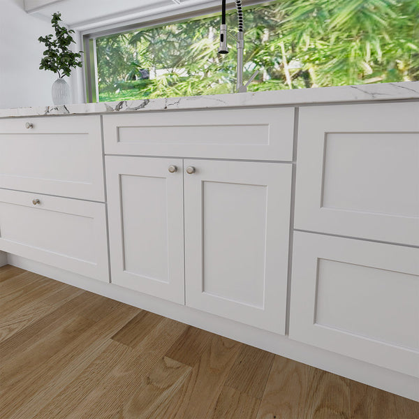 33"W x 34.5"H x 24"D RTA Sink Base Kitchen Cabinet with White Birch Solid Wood