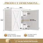 Our farmhouse-style wall storage cabinets with four doors and shelves are made of solid
