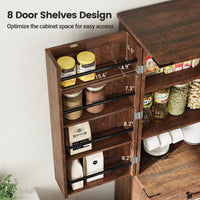 72" Kitchen Pantry Storage Cabinet with 8 Hanging Shelves and 3 Sliding Drawers