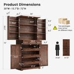 72" Kitchen Pantry Storage Cabinet with 8 Hanging Shelves and 3 Sliding Drawers