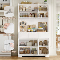 Aybike 71" Tall Kitchen Pantry Cabinet with Charge Station & LED Light, Freestanding Food