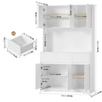 Aybike 71" Tall Kitchen Pantry Cabinet with Charge Station & LED Light, Freestanding Food