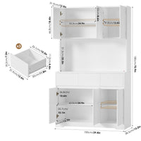 Aybike 71" Tall Kitchen Pantry Cabinet with Charge Station & LED Light, Freestanding Food