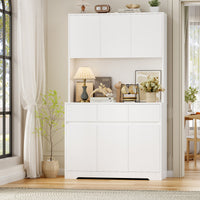 Aybike 71" Tall Kitchen Pantry Cabinet with Charge Station & LED Light, Freestanding Food