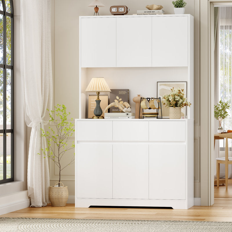 Aybike 71" Tall Kitchen Pantry Cabinet with Charge Station & LED Light, Freestanding Food