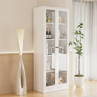 70.9'' Kitchen Pantry Cabinet With Glass Door