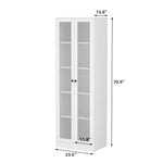 70.9'' Kitchen Pantry Cabinet With Glass Door