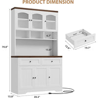 71.9'' Food Kitchen Pantry Storage Cabinet Kitchen Hutch with Drawer, 4 Doors and 6