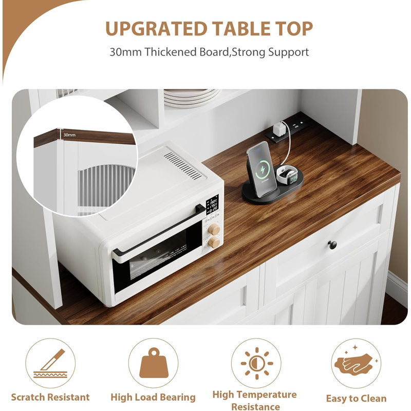 71.9'' Food Kitchen Pantry Storage Cabinet Kitchen Hutch with Drawer, 4 Doors and 6