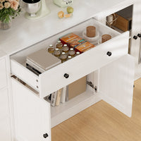 110.3'' Wide Modular Kitchen Pantry Cabinet with Bookcases,Soft Close Glass Doors and
