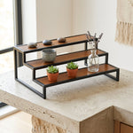 Brio Wood and Metal Framed Tiered Table Shelf