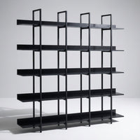 Five-Tier Open Industrial Style Bookcase with Metal Frame and Wood Shelves for Home and