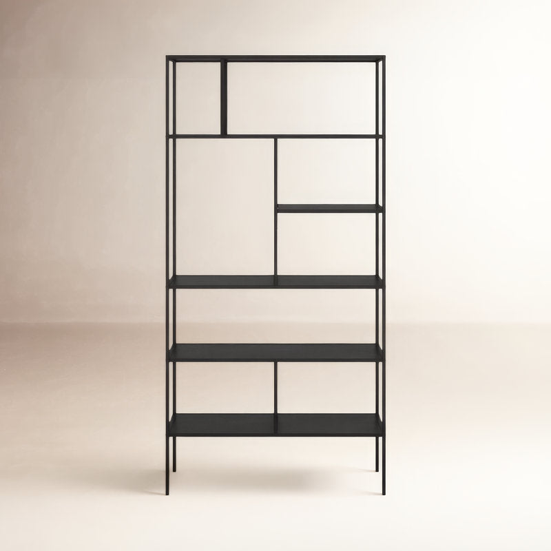 Level 72'' H 5-Tier Steel Etagere Bookcase with Asymmetric Shelving