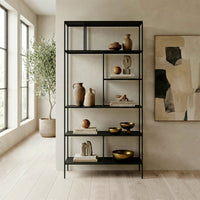 Level 72'' H 5-Tier Steel Etagere Bookcase with Asymmetric Shelving