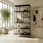 Level 72'' H 5-Tier Steel Etagere Bookcase with Asymmetric Shelving