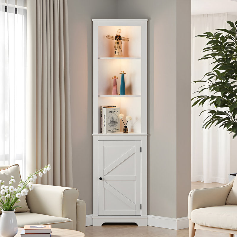70.87'' 3 Layer Accent Corner Cabinet Storage 3 Layer With Led Light