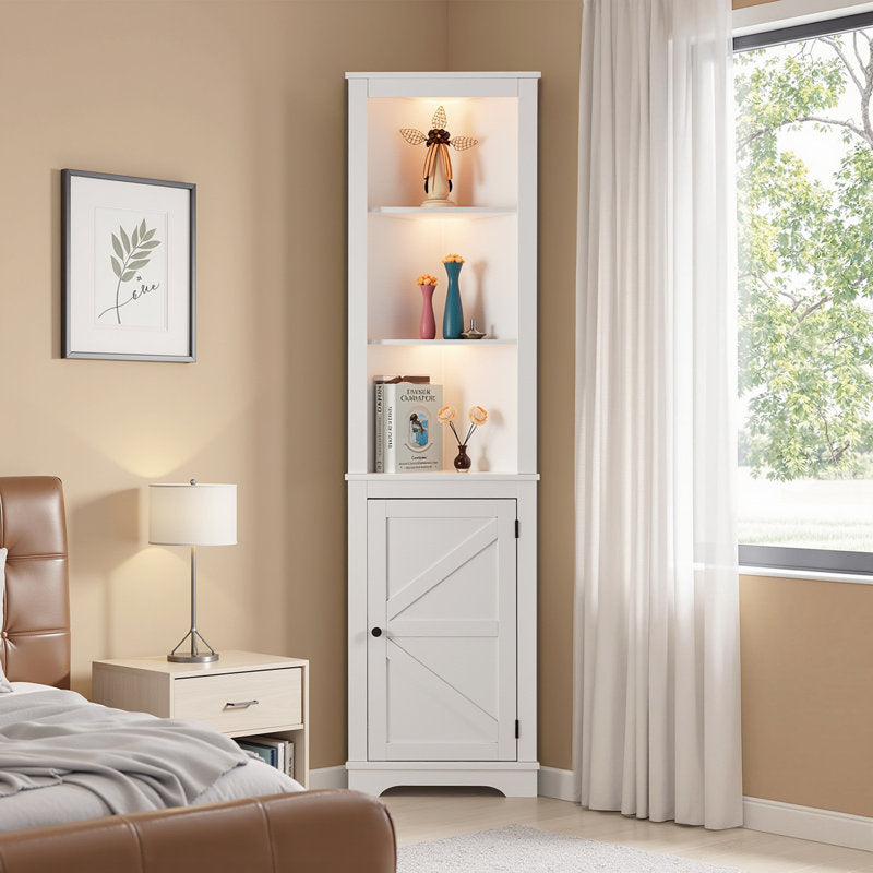 70.87'' 3 Layer Accent Corner Cabinet Storage 3 Layer With Led Light