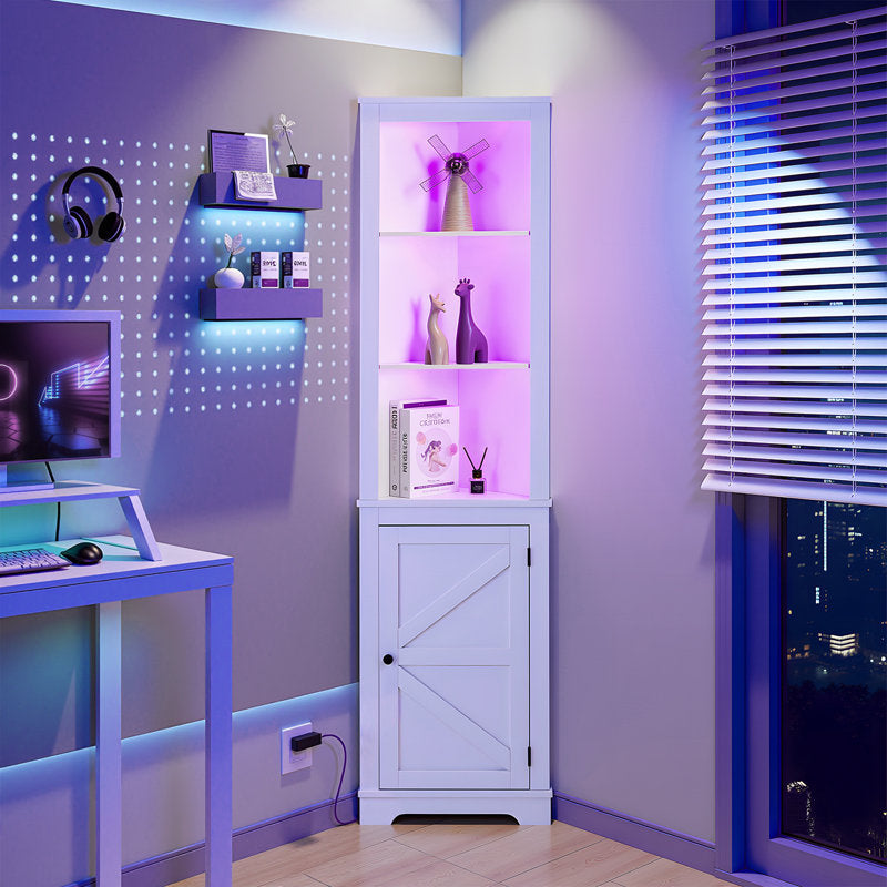 70.87'' 3 Layer Accent Corner Cabinet Storage 3 Layer With Led Light