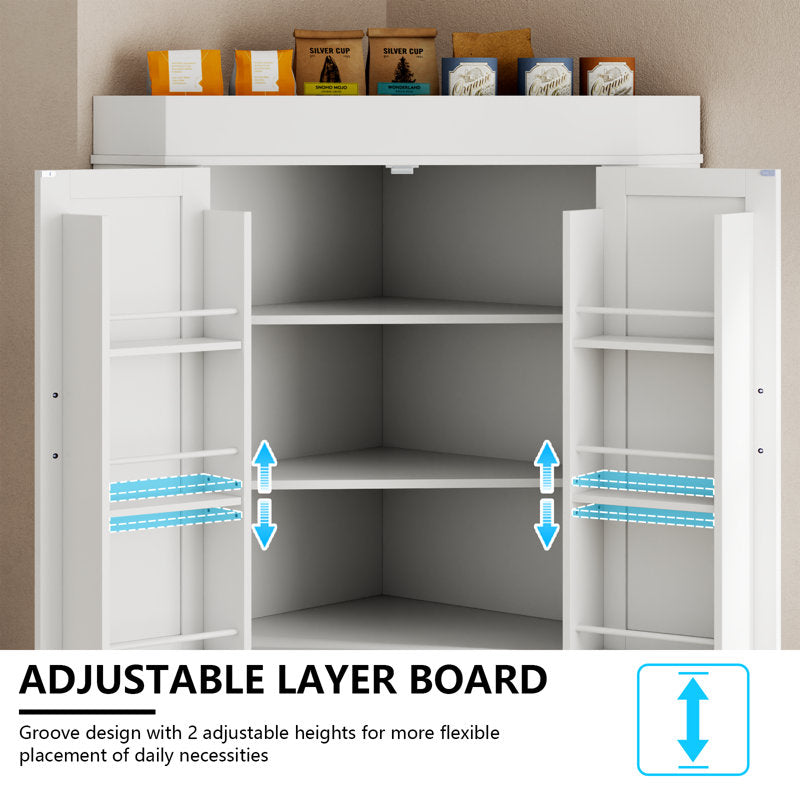 71" Tall Corner Cabinet,Kitchen Pantry Storage Cabinets,Freestanding Corner Pantry