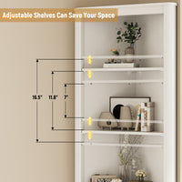 68" Tall Fluted Corner Cabinet For Bathroom, Modern Living Room & Kitchen