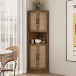 Ciauna 64.7''H Corner Cabinet with Rattan Doors, Natural