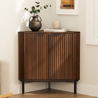 Fluted Corner Cabinet With 2 Doors And 2-Tier Shelves